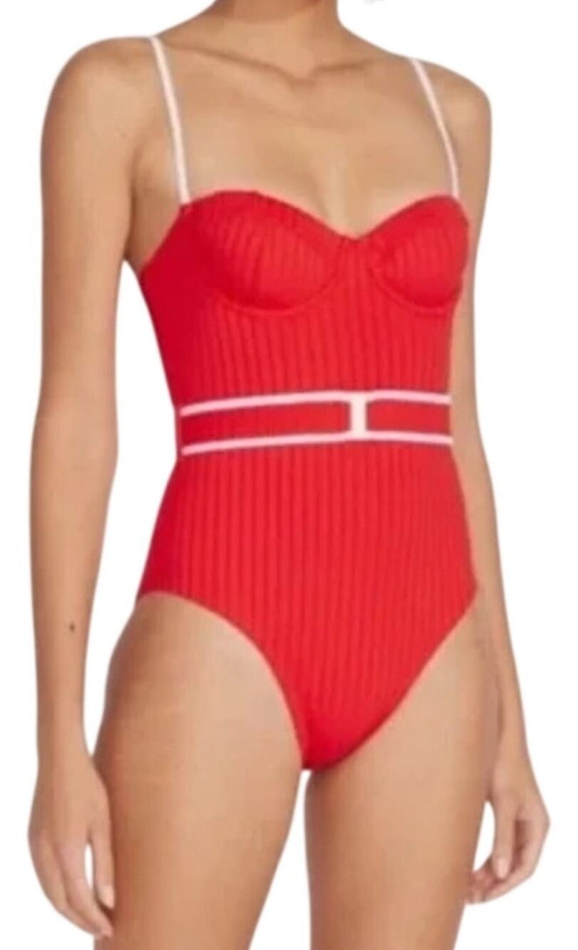 Solid & Striped $148 Spencer One Piece Red Lipstick Swimsuit NWT Size L